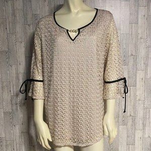 Beige 3/4 Sleeve Blouse Size Large
